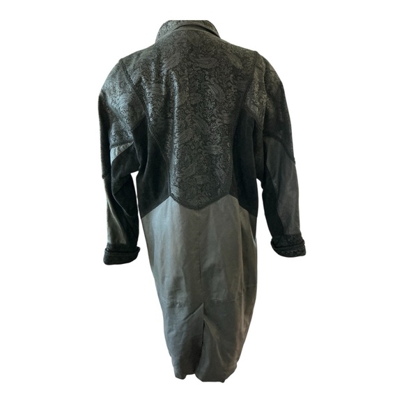 Wilson Leather Trench Women's Sz M Vintage 80s Paisley Embossed Suede Coat - Picture 8 of 13